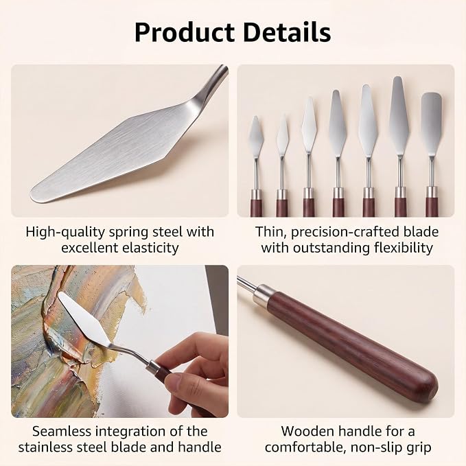 7 Pcs Stainless Steel Painting Palette Knife Set Palette Knife - Image 5