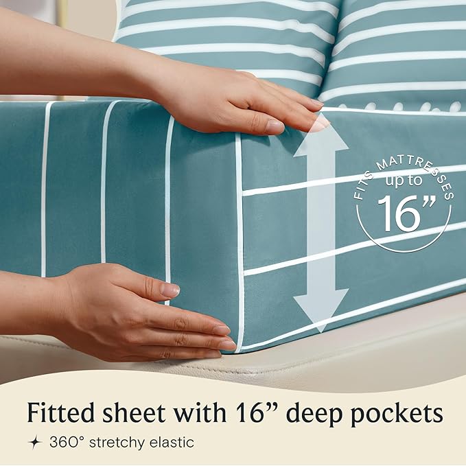 LuxClub 4 PC Cal King Size Sheet Set, Breathable Luxury Bed Sheets, Deep - Image 5