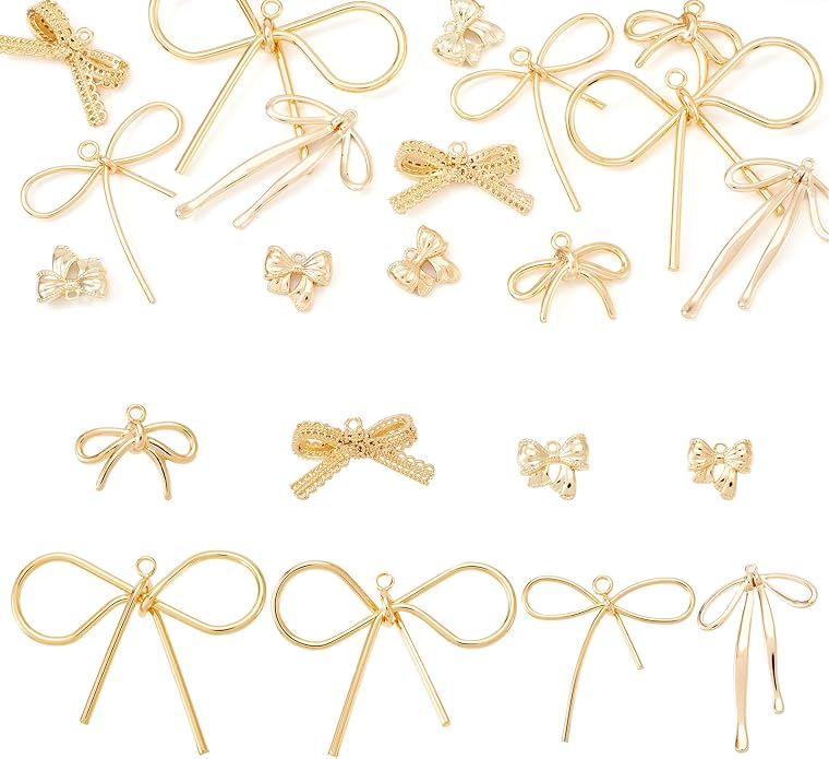 FASHEWELRY Alloy Bowknot Charms Links Golden Bow Tie Connector Charms Metal Bow by FASHEWELRY