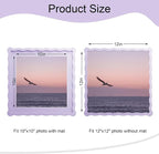 12x12 Picture Frame with Mat for 10x10, Wavy Edge Wooden Real Glass Photo Frame - Image 3