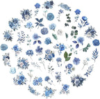 100 Pcs Blue Flower Stickers, Wildflower Stickers - Image 2