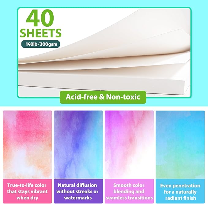 Soucolor Watercolor Paper Pad 9x12 140lb Cold Press 40 Sheets Art Supplies | - Image 4
