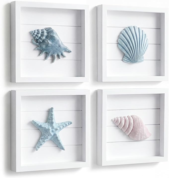 Tide and Tales 3D Seashells & Starfish Coastal Wall Art Decor Beach Wall Decor by TideandTales
