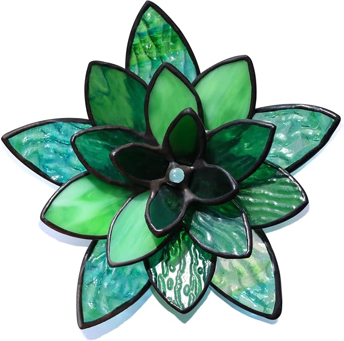 Artificial Succulent Stained Glass Window Hanging, Bathroom Shelf Decor by HAOSUM