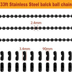 Jishi Steel Ball Chain Bead Dog Tag Chain Beaded Necklace Chains - Image 2