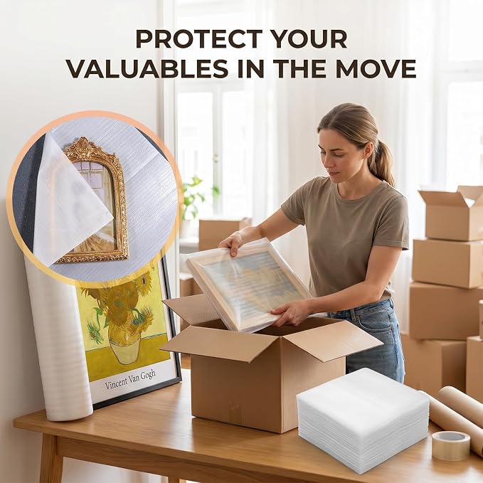 12"x12" Foam Wrap Sheets for Packing, 50 Pack Dish Packing Supplies for Moving - Image 5
