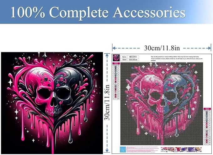 Meothan Diamond Art Kits for Adults, 5D DIY Heart Skull Diamond Painting Kits - Image 3