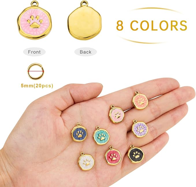 UAMOKANG 8pcs Mixed Color Enamel Round Charms - Image 2
