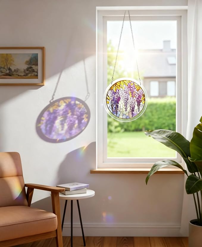 Acrylic Puzzle Suncatcher, Autumn Leaf Wisteria Sun Catcher - Image 3
