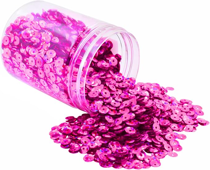 Mandala Crafts 6mm Cup Holographic Hot Pink Sequins by MandalaCrafts