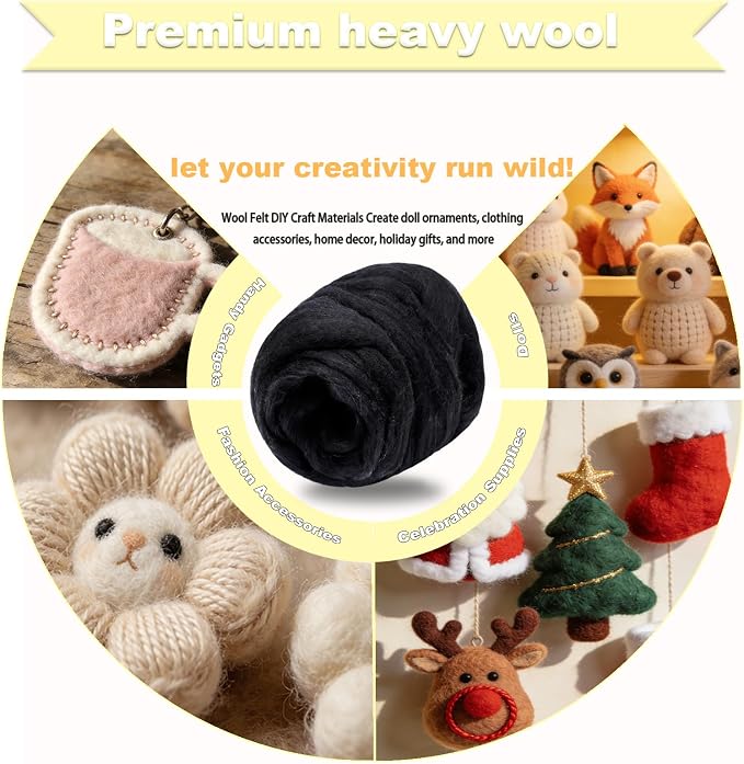 Wool Roving-3.5oz Needle Felting Wool, Soft Multi-Color Wool Fiber, Perfect - Image 3