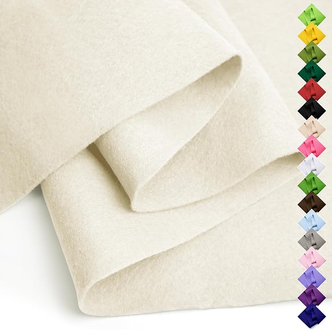 Soft Felt Fabric Sheet 18" x 36", 1.6mm Acrylic Craft Felt, Ivory | Soft Thick by AblemeDeco