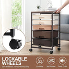 SYKIARIOL Utility Cart with 5 Drawers, Storage Drawer Cart with Wooden Tabletop - Image 6