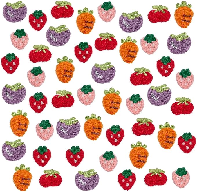 FINGERINSPIRE 50PCS Crochet Appliques 5 Style Fruit Sew On Patch Strawberry by FINGERINSPIRE