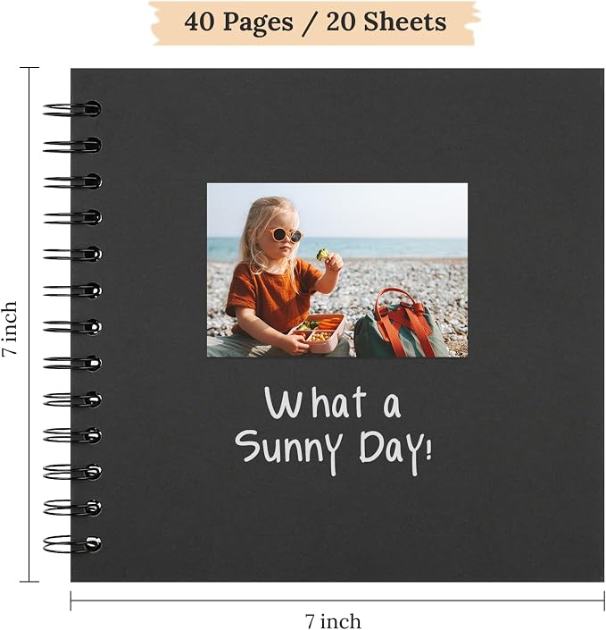 Scrapbook 7x7 Inch DIY Scrapbook Album Hardcover Kraft Paper 40 pages/20 sheets - Image 2