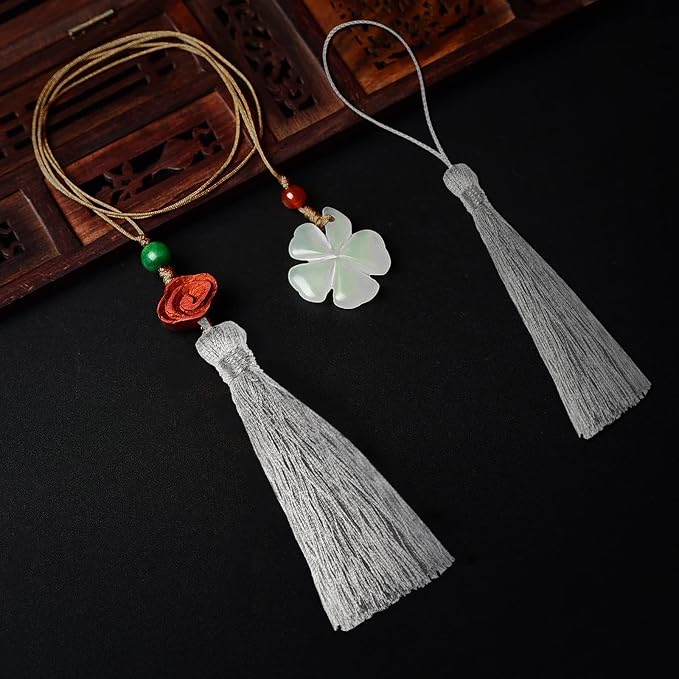 VAPKER 100Pcs Metallic Silver Thread Tassels 13cm/5 Inch Bookmark Tassels Mini - Image 6