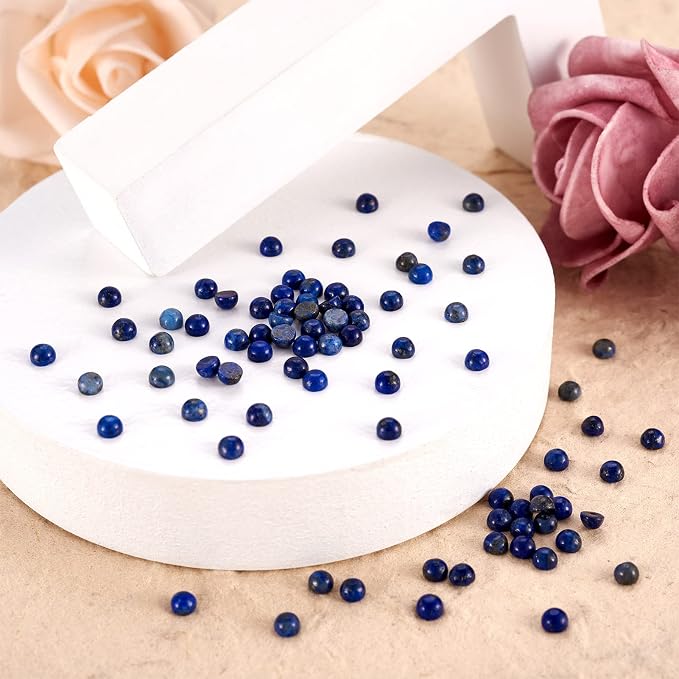 FASHEWELRY 100Pcs Natural Lapis Lazuli Cabochons Flat Back Gemstone Cabochons - Image 5