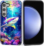 for Samsung Galaxy S23 Plus Case, Colorful Ocean Sharks Pattern Glossy 2 in 1 by Teonvpu
