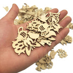 DIYOMR 200Pcs Hollow Wood Pieces Unfinished Wooden Vintage Embellishments - Image 3