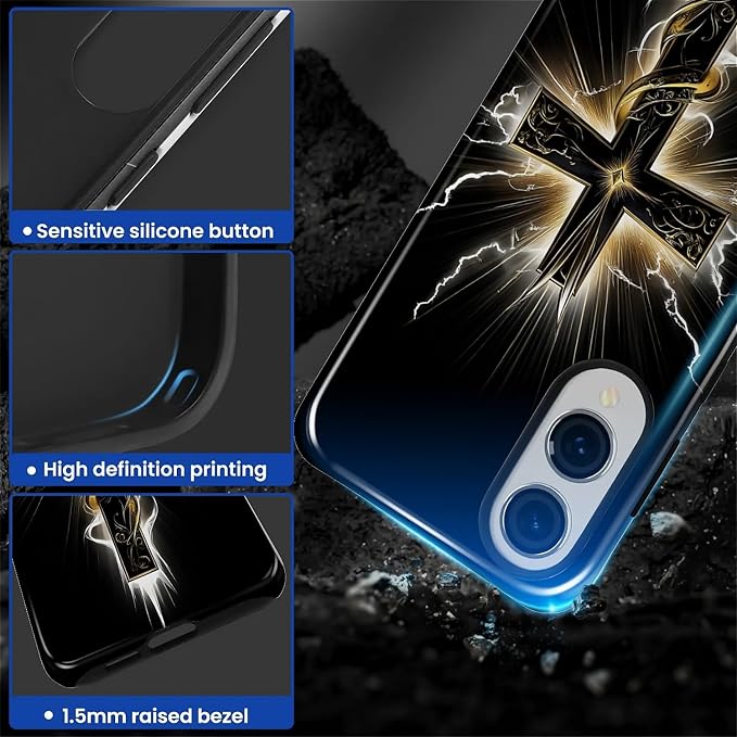 for Samsung Galaxy S25 Edge Case, Cool Cross Pattern Glossy 2 in 1 Shockproof - Image 4