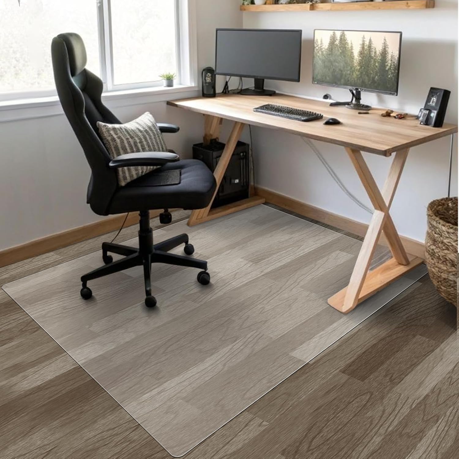 Azadx Chair Mat for Hardwood 60"x 48" Large Office Chair Mat for Hardwood Floors Protector Mat for Office Chair Easy Glide Rolling Plastic Clear Desk Computer Chair Mats for Home Offices