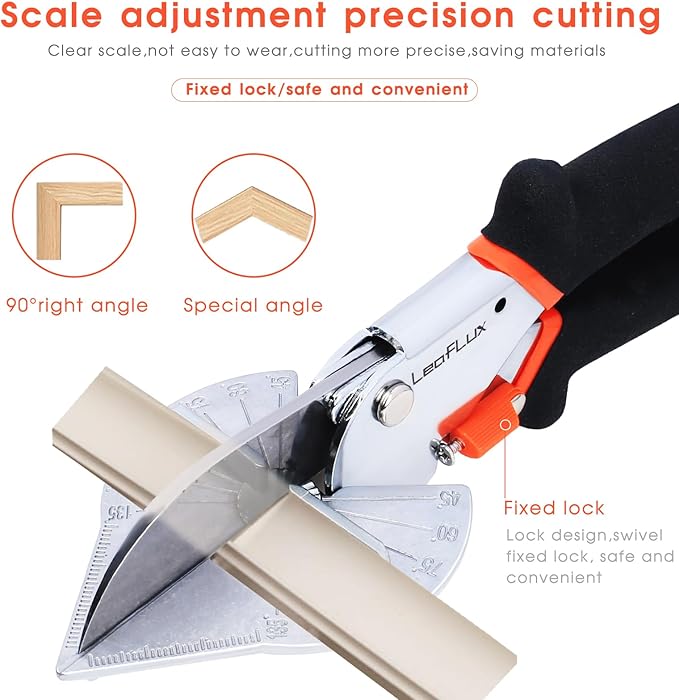 LeafLux Miter Shears for Wood Trim, Adjustable 45°-135° Multi-Angle Handheld - Image 2