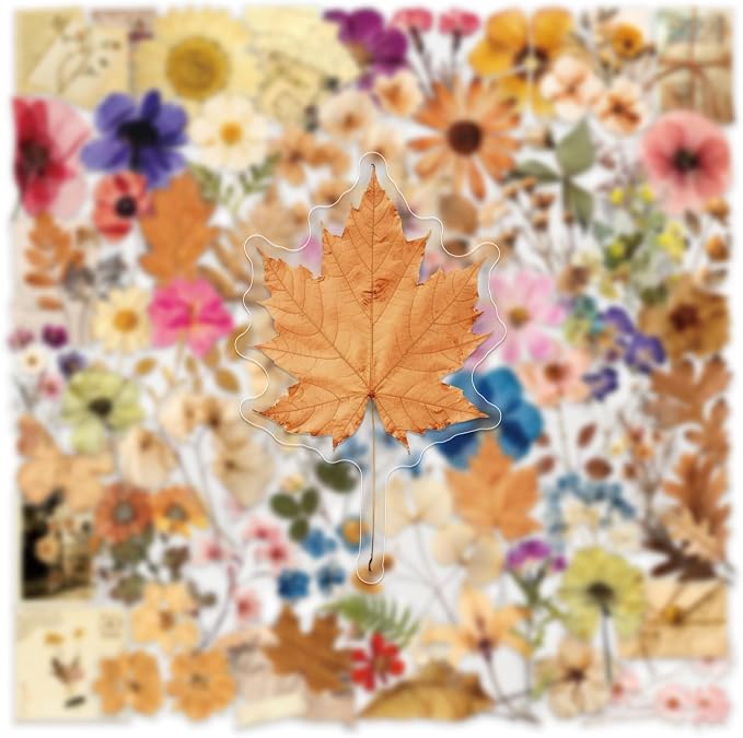 100PCS Transparent Flora Scrapbook Stickers, Vintage Aesthetic Flowers Sticker - Image 2