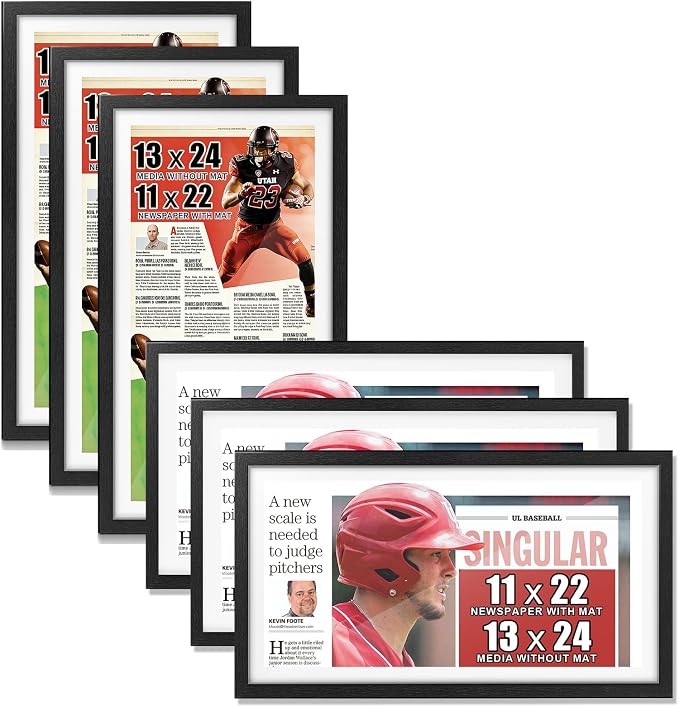 JupDec 11 × 22 Up to 13 × 24 Newspaper Frame, Premium Wood Display Case by JupDec