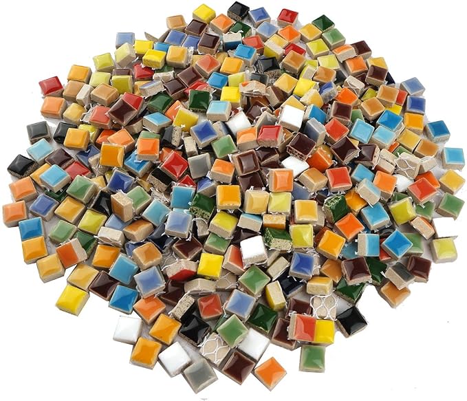 Lanyani 784 Pieces Colorful Tiny Square Ceramic Mosaic Tiles - Image 2