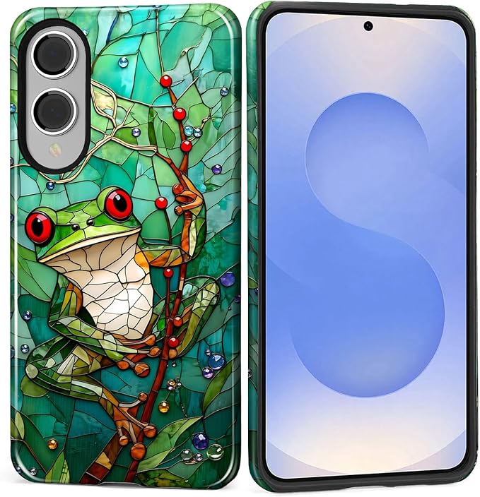 for Samsung Galaxy S25 Edge Case, Frog Stained Glass Pattern Glossy 2 in 1 by Teonvpu