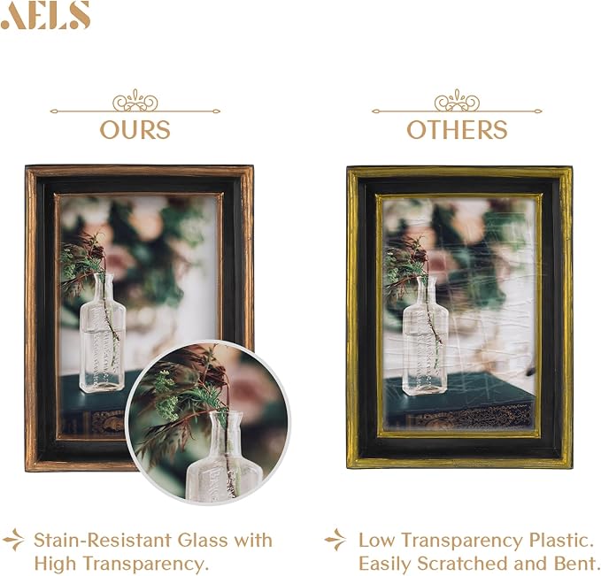 AELS 4x6 Inch Vintage Picture Frame, Elegant Luxury Antique Photo Frames - Image 3
