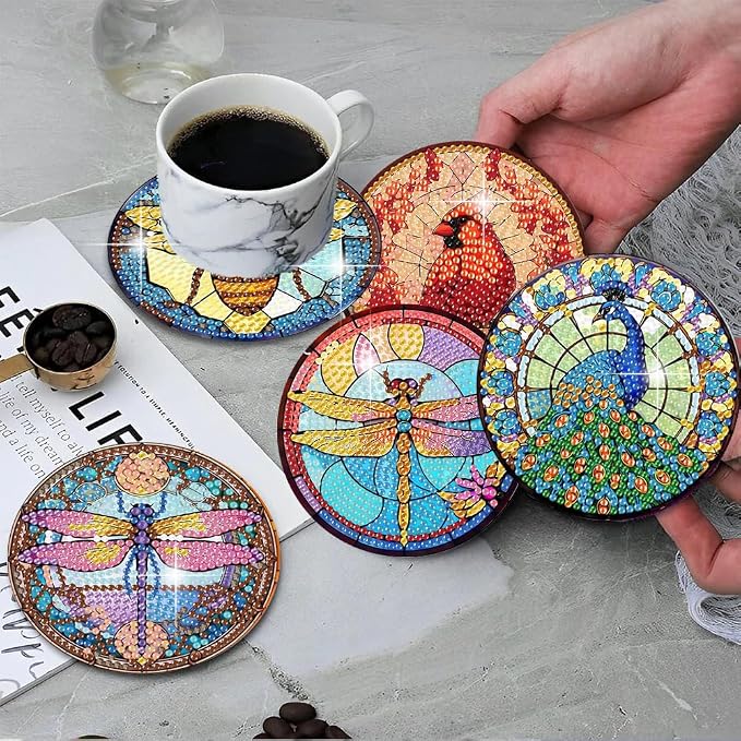 ijbnhd 8 Pcs Animals Diamond Painting Coasters | - Image 5