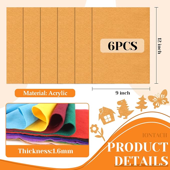 IONTACH 9" X 12" Soft Felt Sheets 1.6mm Thick | Felt Fabric - Image 3