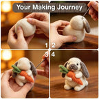 DIY Needle Felting Kit Cute Gray Lop-Eared Bunny Holding Carrot – Needle - Image 4