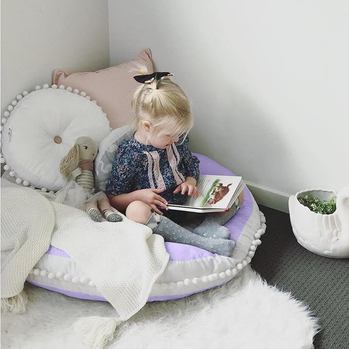 Large Floor Pillow Kids Round Floor Cushion Seating, 35 inches Big Circle Pillow, Round Floor Pillows Seating for Children, Oversized Mat for Reading Nook Teepee Playroom Nursery, Purple