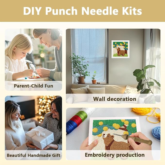 Doodlream Brown Bear DIY Punch Needle Embroidery Kit - Image 4