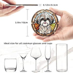 Drink Coaster Set of 6, Shih Tzu Dog Mom Lover Gift, Leather Drink Coasters - Image 3