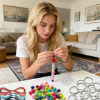 JehaYu 287 Pcs Bead Keychain Making Kit, DIY Beadable Keychains Supplies Key - Image 2