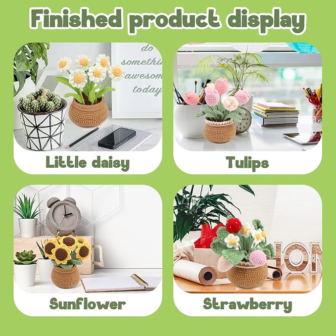 kgxulr Crochet Kit for Beginners, Sunflower Crochet Kit Beginner Crochet - Image 7