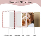 12x12 Picture Frame with Mat for 10x10, Wavy Edge Wooden Real Glass Photo Frame - Image 5