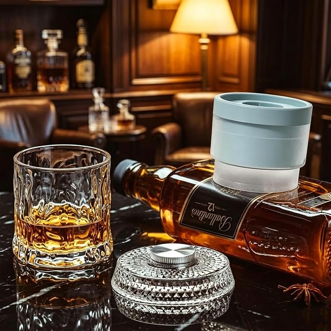 Rotating Whiskey Glass with Large Ice Ball Mold, Single Spinning Crystal - Image 8
