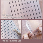 700 Pcs Tiny Number PET Stickers, 4 mm Black Digits 0-9 | 5 sheets of pre-cut - Image 3