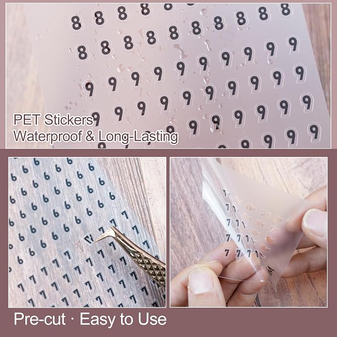 700 Pcs Tiny Number PET Stickers, 4 mm Black Digits 0-9 | 5 sheets of pre-cut - Image 3