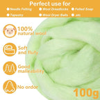 Light Green Wool for Needle Felting, 3.5oz Felting Wool, Soft Wool Batting for - Image 2