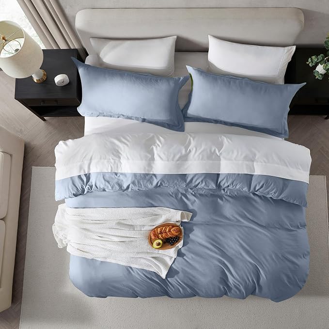 Nestl Stone Blue California King Duvet Cover Sets - Image 5