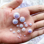 1500PCS 3-14mm WhiteAB Flatback Pearls, 150g Half-Round ABS Pearls - Image 3