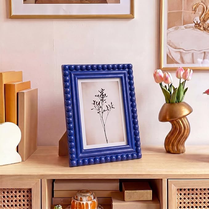 1 Pack 5 x 7 Picture Frame, Wood Beaded Boho Photo Frame, Vintage Photo Display - Image 6