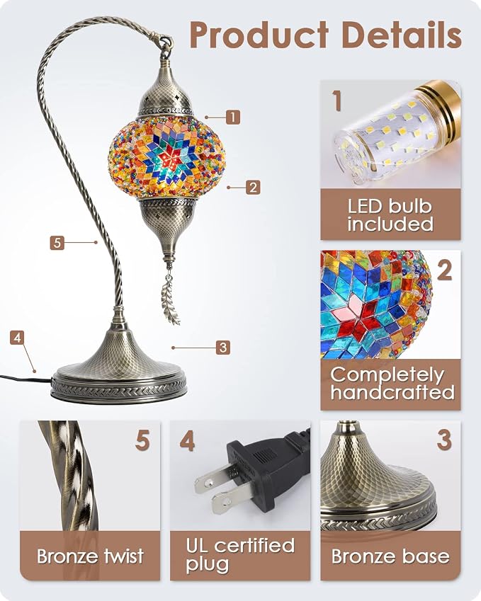 Yarra-Decor Turkish Moroccan Mosaic Table Lamp - Image 3