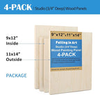 Falling in Art Unfinished Birch Wood Canvas Panels Kit, 4 Pack of 2 Sizes - Image 2