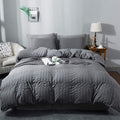AveLom Seersucker Duvet Cover Set King Size, 3 Pieces, Dark Gray Ultra Soft by AveLom